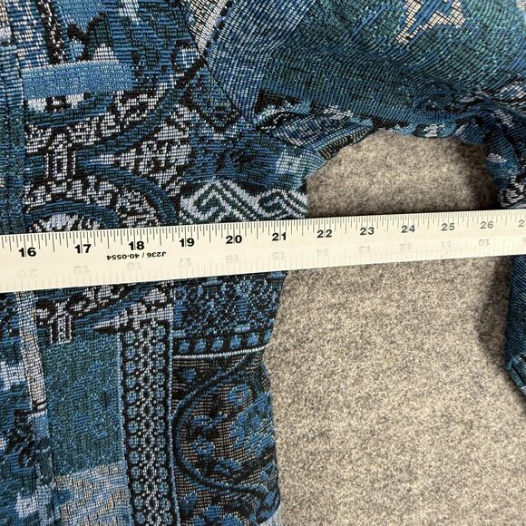 Tudor Court Jacket Women L Large Blue Geometric Button Up Long Sleeve Casual - Picture 5 of 7